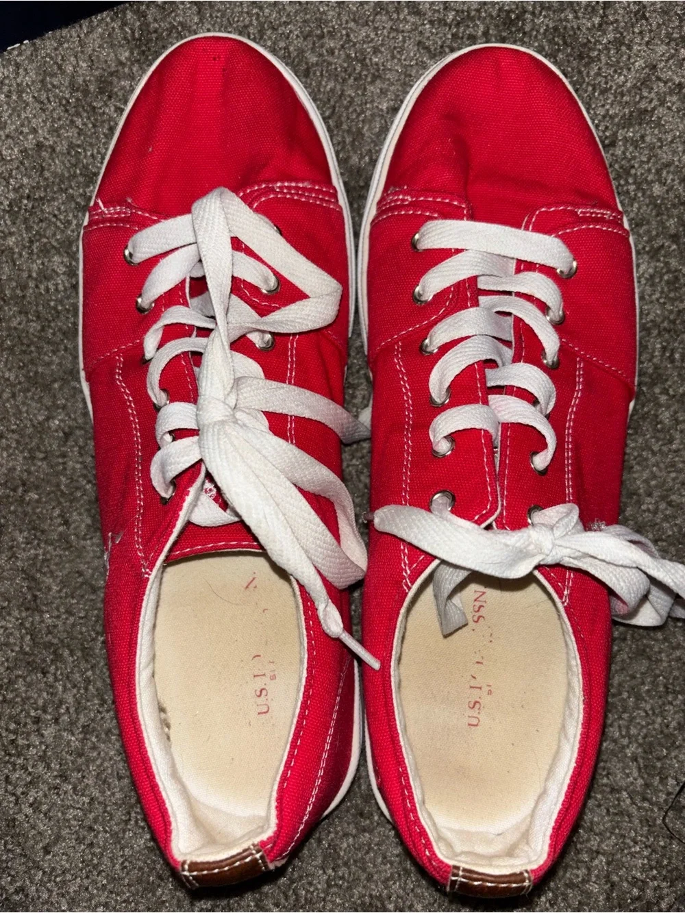 U.S. Polo Assn. Women’s Red Canvas Low-Top Sneakers with White Accents